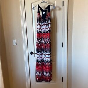 NWOT- Bisou Bisou Vibrant Red and Black Maxi Dress